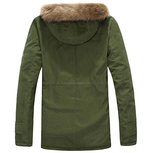 Men Coat With Fur Hood Cardigan Sweater Hooded Coat Jacket Sweatshirt Outwear By Orangeskycn (Army Green, L)