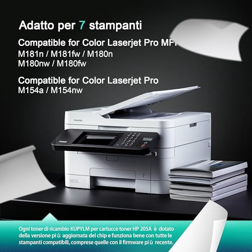KUPYLM 205A CF530A Toner with Chip Compatible for HP 205A CF530A CF531A CF532A CF533A for HP Color Laserjet Pro MFP M180n M180nw M180fw M181n M181fw, M154a M154nw (Black Cyan Magenta Yellow, 4-) [[