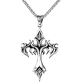 Vintage Gothic Sword Necklace Punk Style Stainless Steel Cross Sword Pendant Necklace Samurai Sword Necklace Gothic Flame Necklace Dagger Necklace Goth Necklace Cool Necklace Christmas Birthday Party Halloween Costume Jewelry for Women and Men