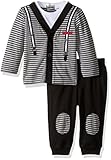 Calvin Klein Baby Cardigan with Patched Pants Set, Black, 6/9 Months