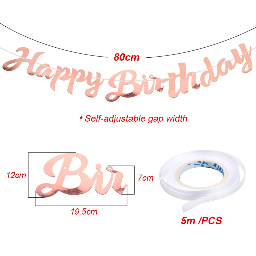 Vinfutur Happy Birthday Banner Joyeux Anniversaire Banniere Banderole Danniversaire Glitter Decorations De Fete Danniversaires Party Pour Filles Garcons Adultes Rose Bannieres