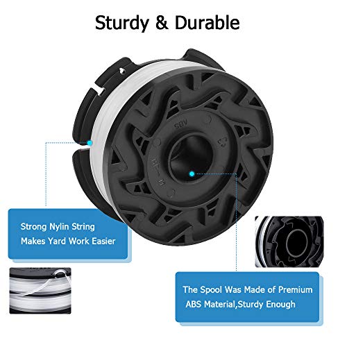 vicrays String Trimmer Spool Replacement for Black and Decker,AF-100 Weed Eater Spools with 30 Feet of .065-Inch Line, GH600 GH900 Edger with RC-100-P Spool Cap Covers (6 Spools, 1 Cap,1 Spring)