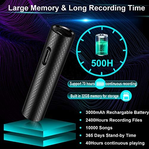 Portable voice recorder with a digital display showing time and battery level, worth $89.99.