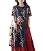 YESNO Women Casual Loose Bohemian Floral Print Dresses Summer Beach Swing Tank Dress with Pockets E01 (E81 Navy Blue, M)