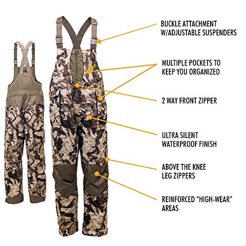 HOT SHOT Men’s Elite Camo Hunting Bib, Veil Cervidae Camo, Waterproof