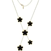 AICase Clover Necklace for Women 18K Gold Plated Four Leaf Clover Necklace Lucky Pendant Jewelry Gifts for Women/Mon Birthday Christmas_Black