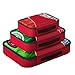 [Packing Cubes - 4 pc Set Luggage Organizer - Bonus Shoe Bag Included - By Bingonia Travel Accessories (red)]
