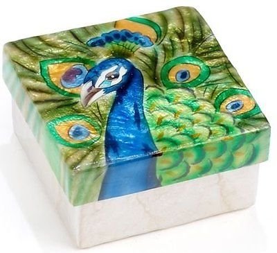 Kubla Craft - Capiz Shell Trinket Box - Peacock