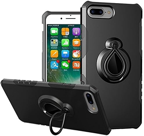 iPhone 8 Plus Case, iPhone 7 Plus Case, Gentre 360 Adjustable Ring Holder Armor Case with Kickstand and Drop Protection Scratch Resistant for iPhone 8 Plus/7 Plus (Black)