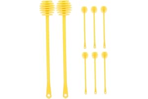 VANZACK 8pcs Honey Spoons Plastic Sticks Spoon for Honey Stirrer Wand Long Handle Stirring
