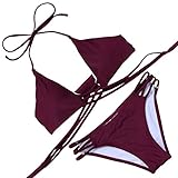 MOOSKINI Women 2 Piece Push Up Bikini Solid Color Swimsuit Bikini Set