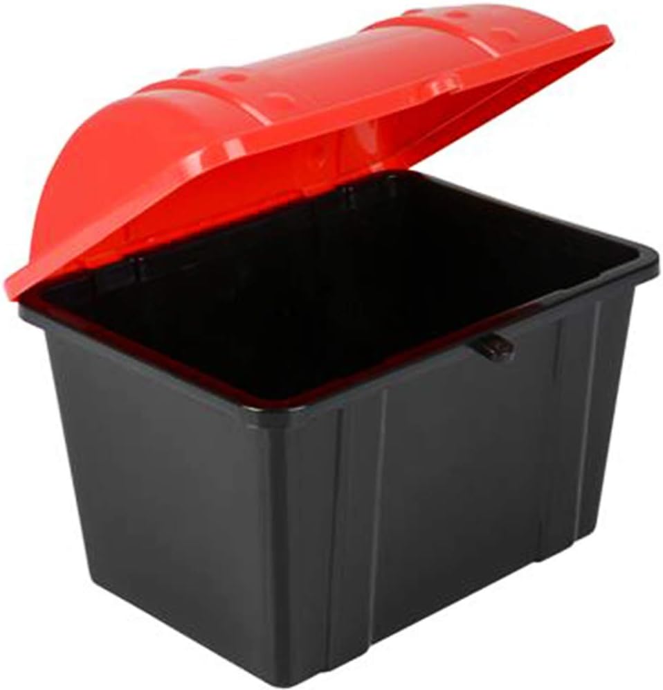 ArtCreativity Pirate Treasure Chest, 1 Black Chest with Red Cover, Plastic Treasure Chest, Functional Storage Chest for Toys, Perfect Prize Chest for Classroom, Great for Imaginative Play: Toys & Games