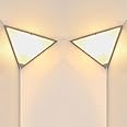 Zlierop Corner Light, 2 Pack Corner Lights for Living Room with Switch, Plug in Ceiling Light with Acrylic White Shade, Modern Triangle Corner Lamp for Bedroom, Kids Room, Office, Apartments