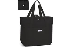 HXLGMD Tote Bag for Women, Foldable Nylon Tote Bag With Zipper Large Shoulder Bag Top Handle Handbag