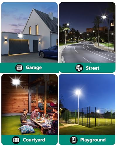 200W 2PCS 20000LM Powerful Outdoor LED Spotlight 6500K Cool White IP67 Waterproof Security Lighting for Garden, Patio, Garage, Terrace, Warehouse