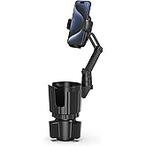 Phone Holders for Your Car, 2 in 1 Universal Cup Holder Expander Adjustable Base with Phone Mount, Long Arm with 360°Rotation Cup Holder Phones Mount for Car Compatible with All Smartphones
