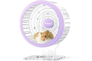 JONS NTY JONSΛNTY 7.3" Silent Hamster Wheel, with Bracket and Anti-Fall Outer Ring, for Hamster Exercise, Excess Fat Removal (Star Orbit Style, Clear & Purple)
