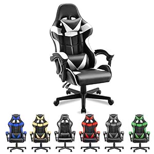 Soontrans White Gaming Chair,Ergonomic Gamer Chair,Racing Game Chair,PC Computer Chair with High-Back,Adjustable…