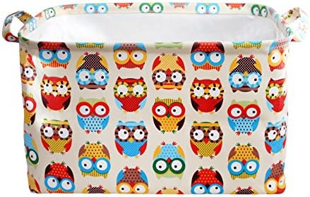 Colomore Storage Basket - Bin for Organizing Kids Toys, Baby Clothing, Laundry. (owls 2)