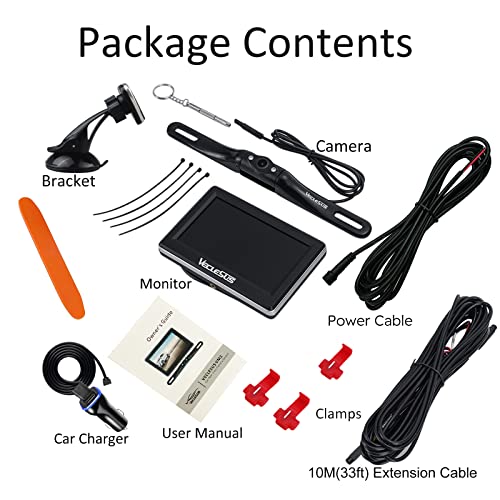 VECLESUS VM1 1080P Wired Car Backup Camera Kit, Continuous Or Reverse