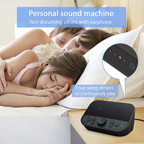Reacher White Noise Sound Machine- 28 Non-looping Soothing Sounds, High Quality Speaker, Headphone Jack, Memory Function, 4 Timer, Sleeping Therapy for Baby/Kids/Adults/Home/Office Privacy, Black