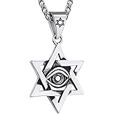 U7 Horus Necklaces for Men Women, Stainless Steel/Black/Gold Plated Ankh Cross Egyptian Symbol Jewelry, Eye of Horrus Pendant with 22 Inch Chain
