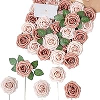 Breeze Talk Artificial Flowers Blush Roses Realistic Fake Roses w/Stem for DIY Wedding Bouquets Centerpieces Arrangements...