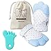 Prohapi Silicone Baby Teething Mitten, Self-Soothing Teether & Teething Pain Relief Toy Glove Plus Hygienic Travel Storage Pouch - Natural Remedy for Infant & Toddlers 3-6 Months (Blue 2-Pack)