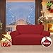 Easy-Going Stretch Loveseat Slipcover 1-Piece Sofa Cover Furniture Protector Couch Soft with Elastic Bottom for Kids Polyester Spandex Jacquard Fabric Small Checks (Loveseat, Christmas Red)