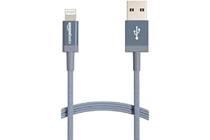 �鶹�� Basics Fast Charging USB-A to Lightning Nylon Braided Charger Cable, MFi Certified for Apple iPhone and iPad, Durable,