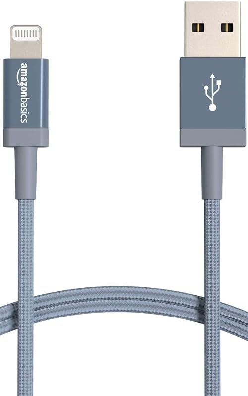 Amazon Basics Fast Charging USB-A to Lightning Nylon Braided Charger Cable, MFi Certified for Apple iPhone and iPad, Durable, 3 Foot, Dark Gray