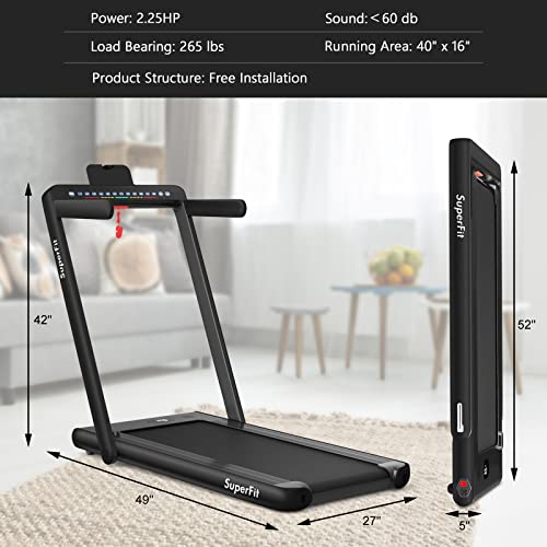 Goplus 2 in 1 Folding Treadmill with Dual Display, 2.25HP Superfit