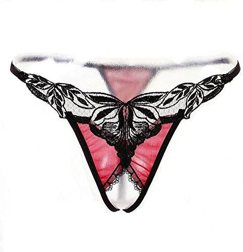 KRSD-Lady temptation sexy see through lace open crotch panties thongs t pants,Red