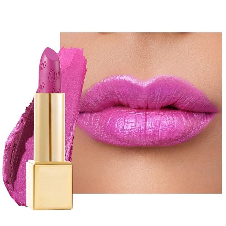 OULAC Purple Metallic Glitter Lipstick, Violet Shine High Impact Lipcolor,Mauve Long Lasting Lip Stick, Soft and Ultra Moisture,Vegan & Cruelty-Free, Full-Coverage Lip Color 4.3 g/0.15 Velocity(15)