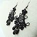 RareLove Lolita Black Lace with Beads Chandelier Dangle Earrings