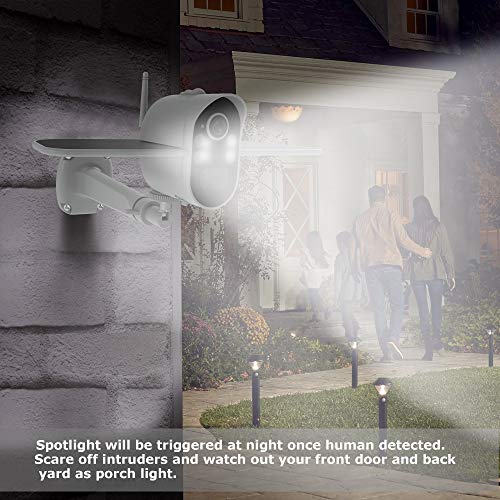Wireless Rechargeable Battery Powered Solar Outdoor Security Camera Home Surveillance WiFi Camera with Spotlight Color… - Image 3