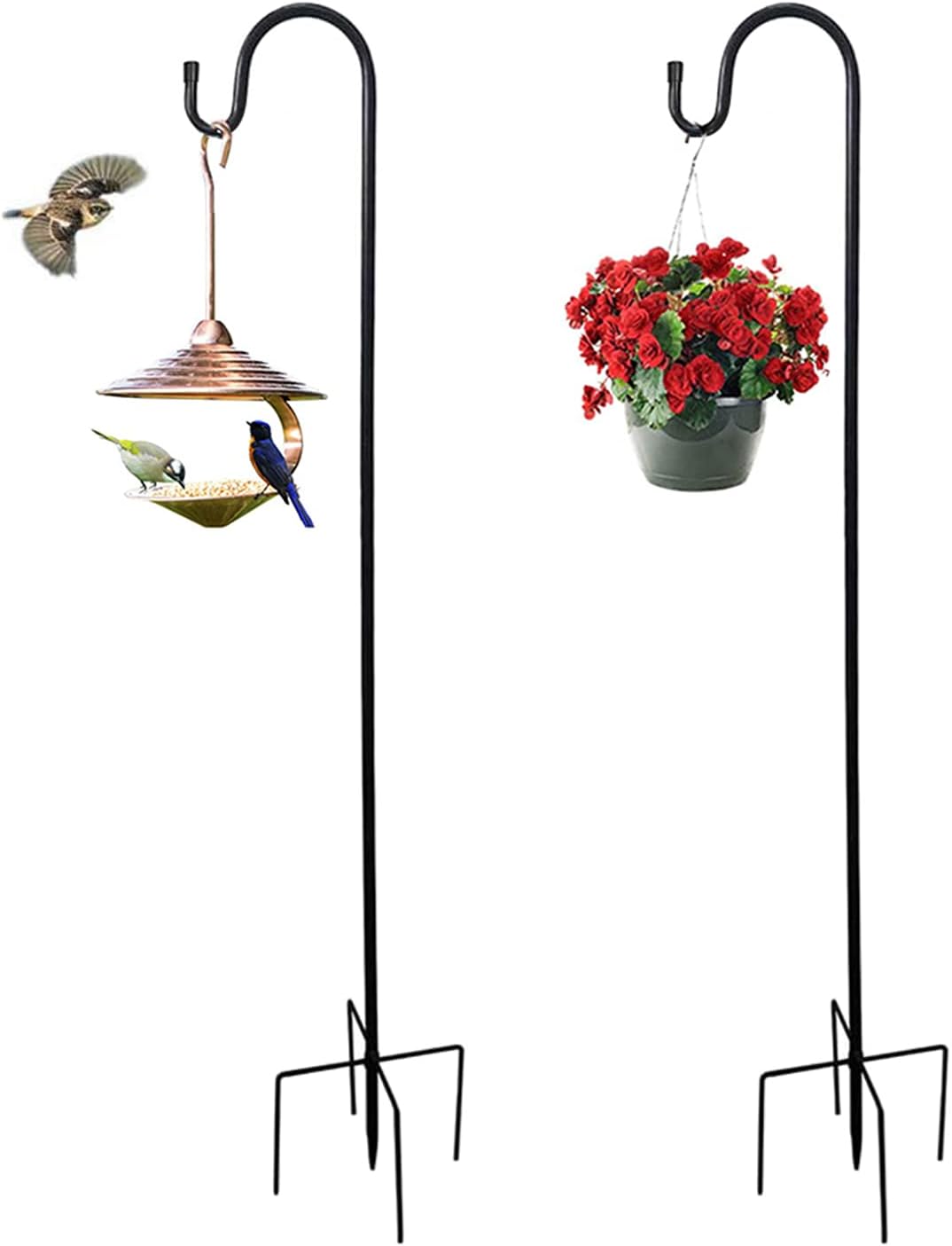 Outdoor Shepherd's Hooks - ZQK 48 Inch Shepherds Hook for Bird Feeders for Outside, Plant Hangers Outdoor Heavy Duty for for Hummingbird Feeder Hanger Stand, Shepherds Hooks for Outdoor (2 Packs)