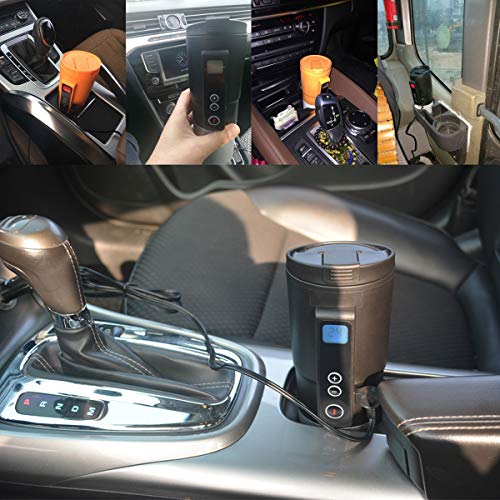 Puncia 12V Electric Smart Car Travel Coffee Mug On the Go with Temp Display and Control (Black) - Thumbnail 6