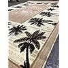 Palm Tree Modern Area Rug Tropical Beige & Green Design 729 (8 Feet X 10 Feet)