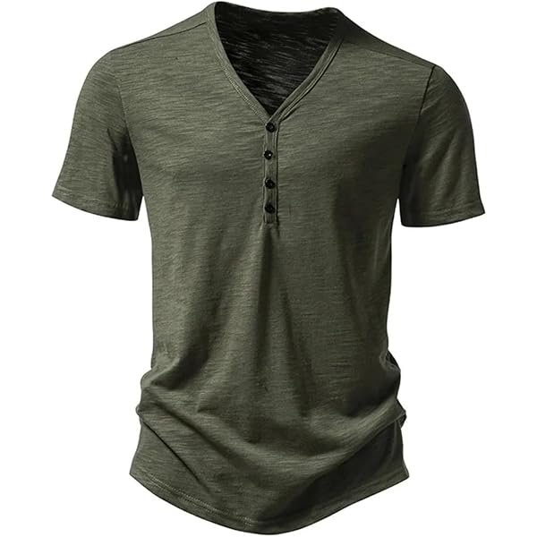 Vetemin Men's Henley T-Shirt - Short Sleeve, Soft Cotton, Retro Workout Style, Rusty/Heather Charcoal - View #9