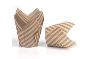 100 Pack Large Tulip Cupcake Liners Greaseproof Baking Cups Natural Parchment Paper Muffin Liners Jumbo Cupcake Wrappers for 