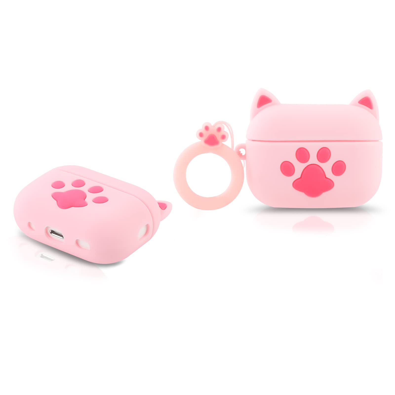 Derhom Airpods Pro 2 Case Funny Cute Cover Compatible for Apple Airpods Pro and Pro 2[Cartoon Series] (Cat Paw Pink)