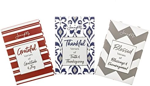 JennyM | Grateful, Thankful, Blessed - 3 Pack Boxed Bible Verses Inspirational Prayer Cards, Memory Verse of the Day Scripture Cards & Keepsake Box, Boxed Inspirational Blessing Cards, Christian Gift!