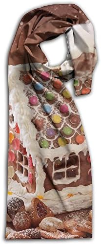 100% Polyester Neckerchief Gingerbread House Light Ladies Muffler