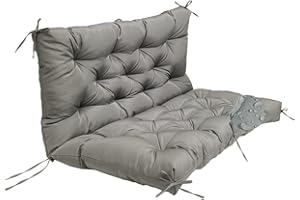 LFNOONE Grey Thicken 5" Swing Chair Pads for Garden Patio Swing Replacement Cushions with Backrest Waterproof Bench Cushion for Outdoor Furniture 2-3 Seater Washable Swing Replacement Cushions/60 x40