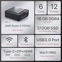 PELADN HA-3 Mini PC, AMD Ryzen 5 5500U