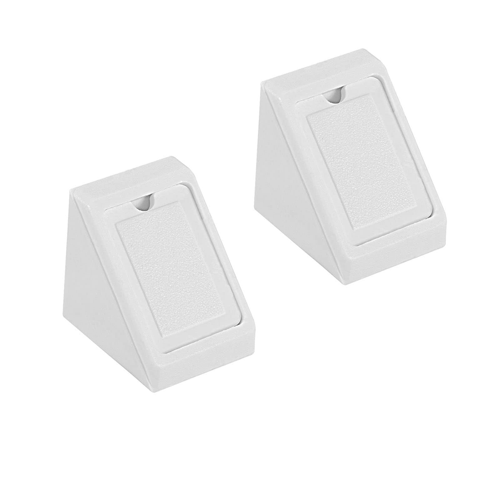 TOP-VIGOR 50Pcs Plastic Corner Bracket, Shelf Cabinet Door 90 Degree 2 Holes Angle Brackets 18 x 20.5 x 20.5 mm with Cover Cap for Reinforce Right Angle Corner Brace Joints of Drawers Furniture
