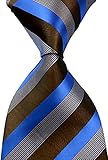 Mr.ZHANG New Classic Striped Brown Blue JACQUARD WOVEN Silk Men's Tie Necktie