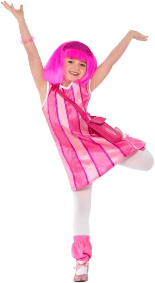 Smiffy's Lazy Town Stephanie Costume with Dress, Bag and Legwarmers - Pink