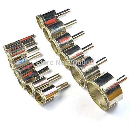 Generic 6mm-50mm Assorted Diamond Coated Hole Saw Drill Bit Set Kit Cutter for use in drill hole on glass, marble tile or granite